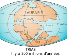 Laurasia-Gondwana supercontinent -200MA